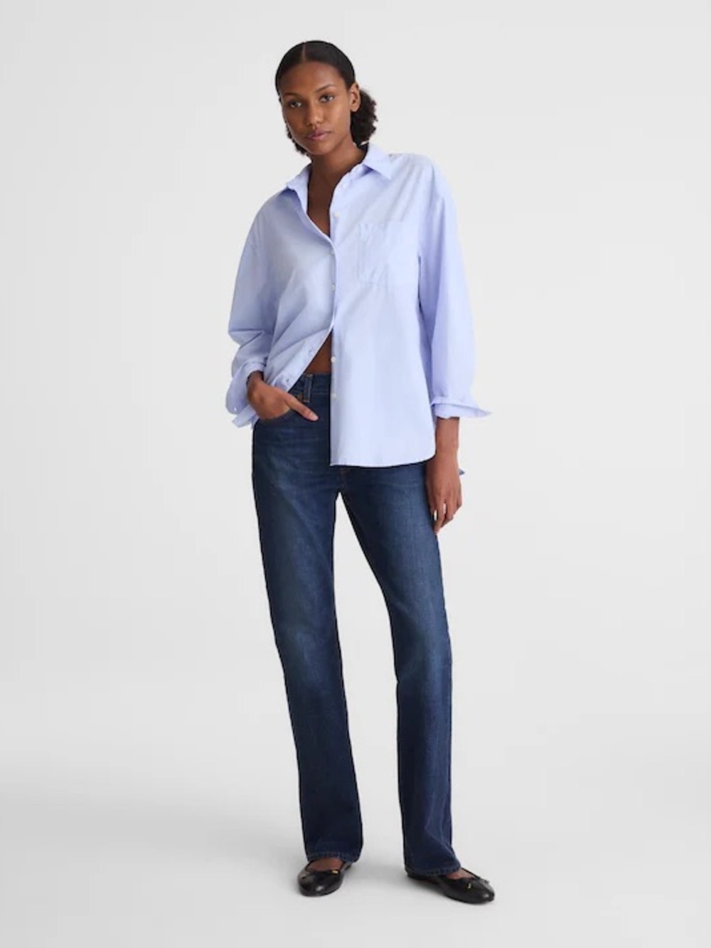 Madewell The Easy Shirt in Poplin in Light Blue M - Picture 2 of 9